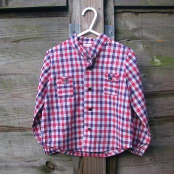 Boys red and purple checked shirt