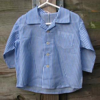 Boys white and blue striped shirt